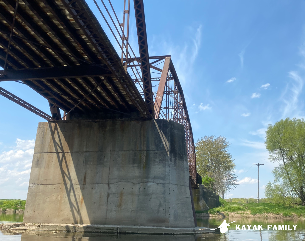 Metal bridge spans the Grand River at Winterbourne Ontario